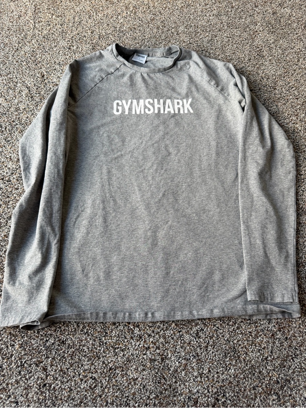 Gymshark Gray Long Sleeve Spellout Logo Training Shirt Raglan Men's Small
